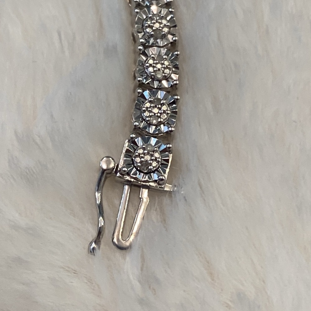 Diamond Cluster Tennis Bracelet - Picture 3 of 5